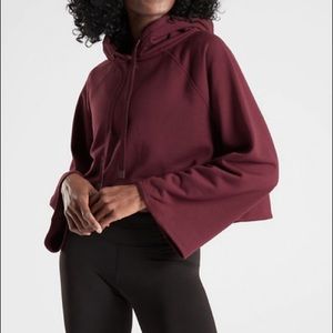 Athleta maroon bell sleeved crop hoodie